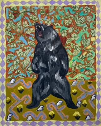 SONG OF THE BLACK BEAR - Acrylic on Wooden Panel - 42 x 59.5