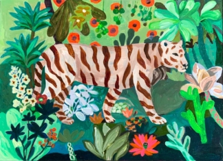 POPPY SKY - Acrylic on Wooden Panel - 42 x 59.5 cm